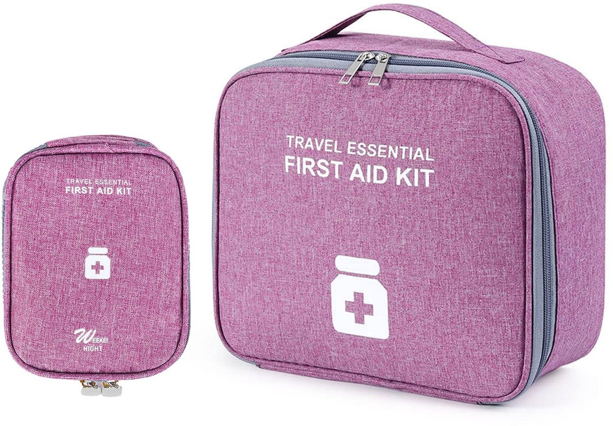 Dailygoods - 2 Stuks Grote Tas met Medicijn Tas, Draagbare Tas, Waterdichte Medicijn Tas voor Thuis en Camping (Paars)