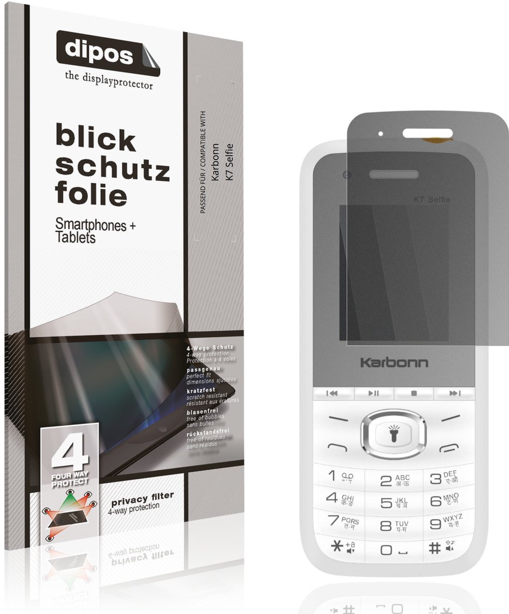 dipos – Matte Privacy Screenprotector geschikt voor Karbonn K7 Selfie | Anti-Spy Beschermfolie