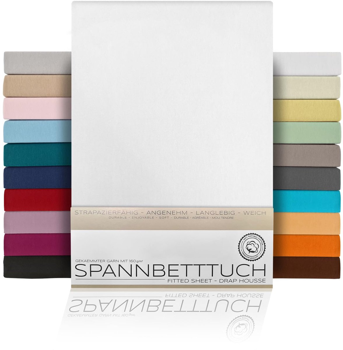 SnelShoppen - Premium Jersey Hoeslaken 160g/m² van Gekamd Katoen - Boxspring 100x200x45 cm - Wit - Perfect voor Comfortabel Slapen en Luxe Slaapkamer