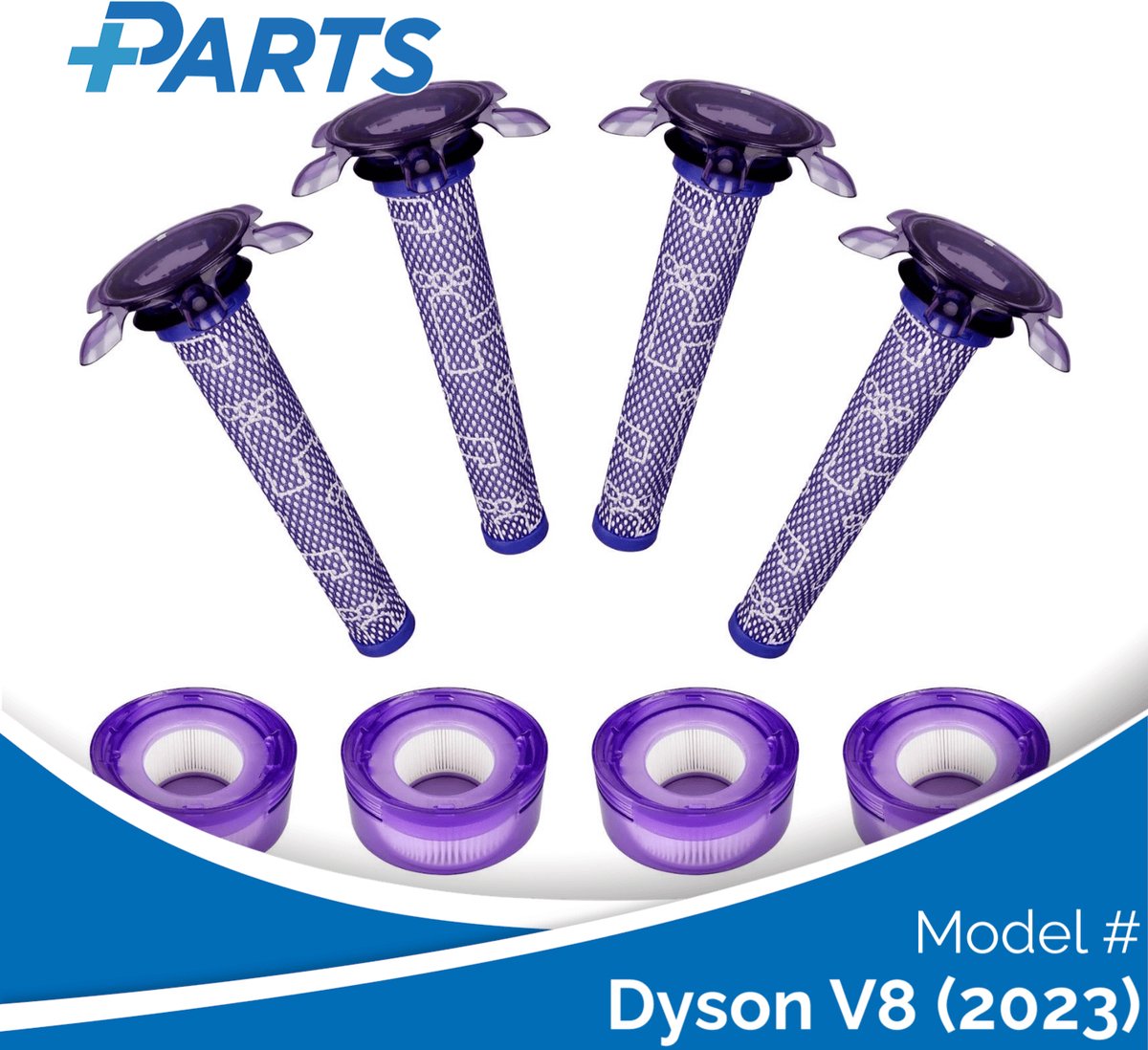 Dyson V8 (2023) Filters (8 Stuks, Plus.Parts® alternatief voor 965661-05 / 967478-05)