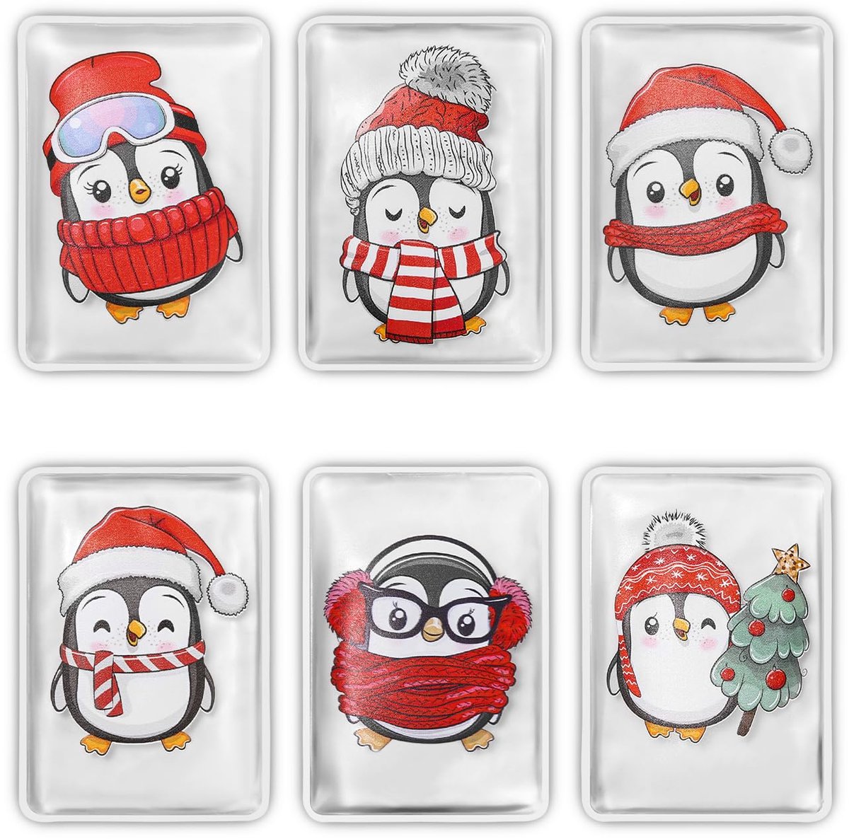 Dailygoods - Set van 6 Herbruikbare Kinderhandwarmers in Pinguïn Thema