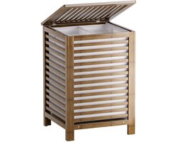 Dubbele Wasmand met Deksel - Bamboe Wasmand - 120L - Walnoot