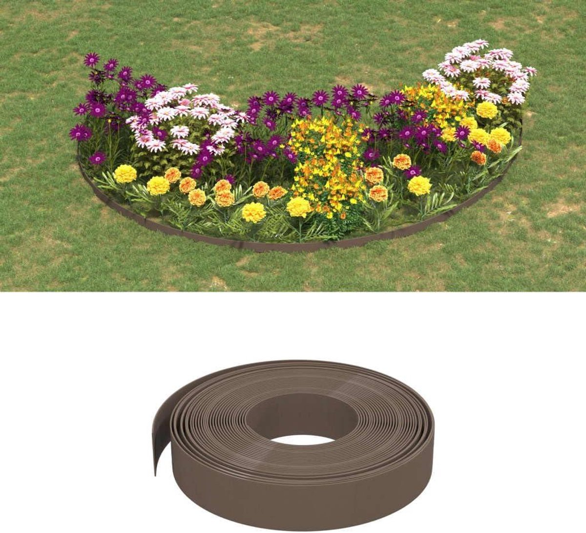 Tuinranding 5 stuks - Gazonafscheiding - Bloembedden aanleggen - Flexibel & duurzaam - 10 meter totaal - Bruin