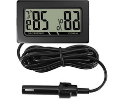 Hygrometer Reptielen - Temperatuur Vochtigheid - Terrarium Klimaat - Digitale Sonde - 2 x 2 x 2 cm - Zwart