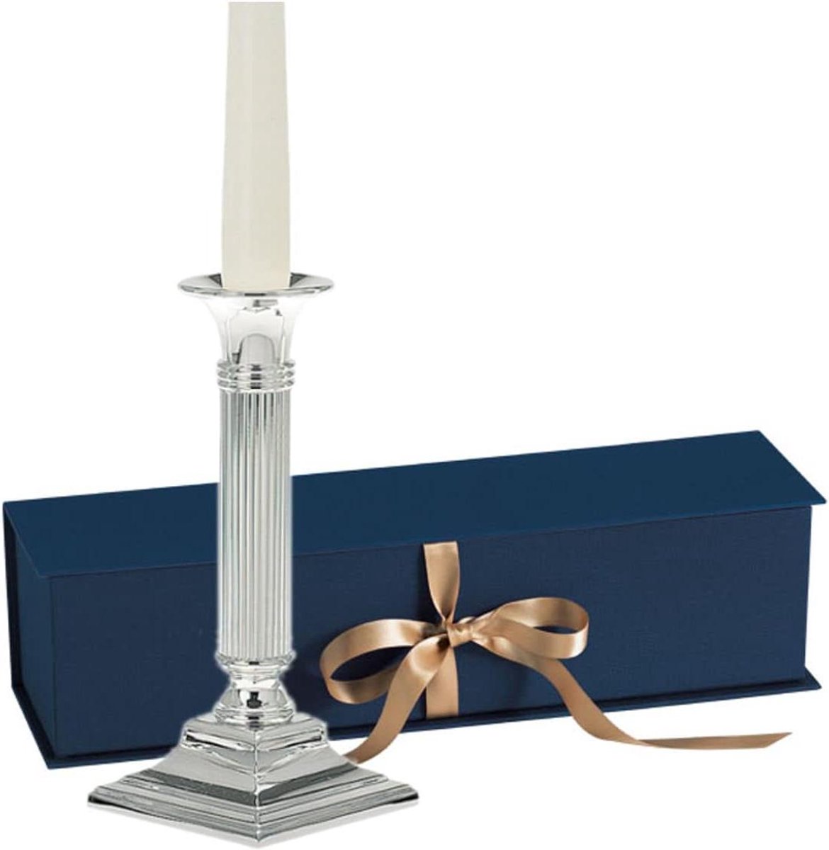 Kandelaar Berlin - Kaarsenhouder Zilver - Sfeerverlichting Creëren - Hoogwaardige Afwerking - 15 cm Hoog - Zilver