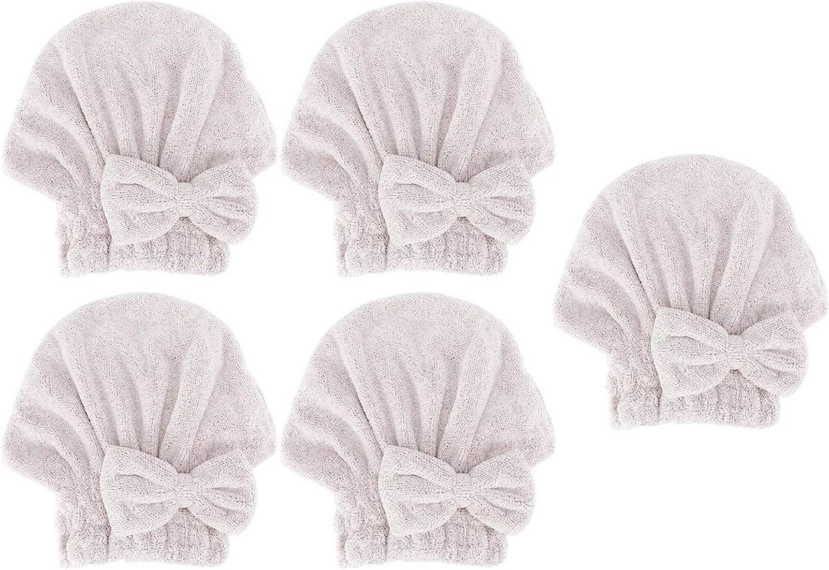 Haardroogkap 5-pack - Haardrooghanddoek Douchemuts - Snel Haar Drogen - Snelle Wateropname - 28 x 28 cm - Boog Rood