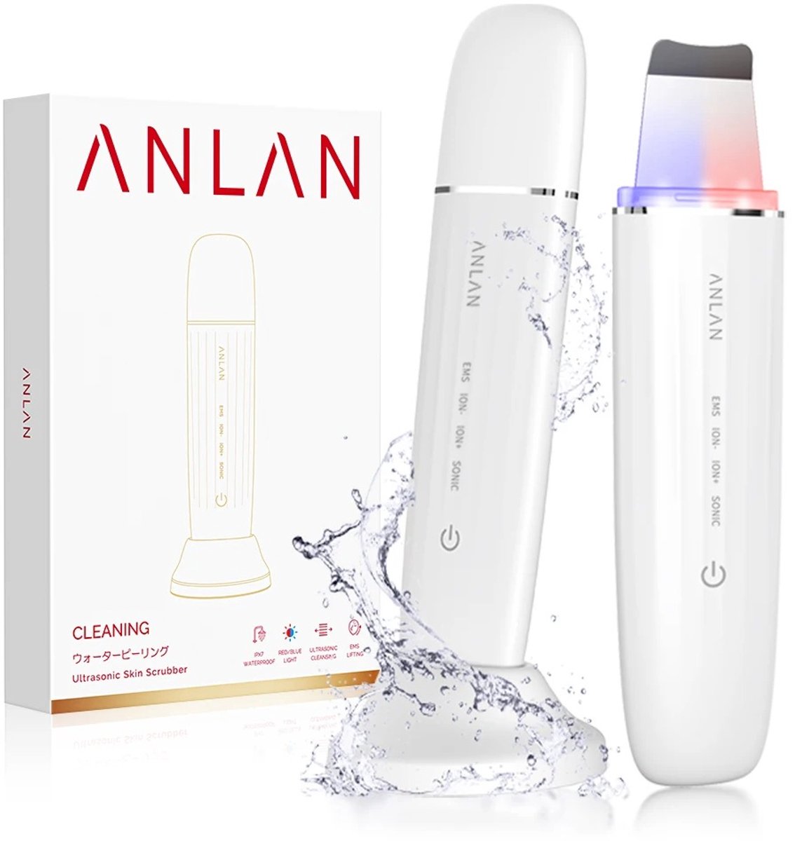 NC PureSkin Pro – Ultrasone Huidscrubber – Gezichtsreiniger – EMS – LED Lichttherapie – IPX7 Waterdicht Diepe Reiniging – Mee-eterverwijderaar – Poriënreiniger