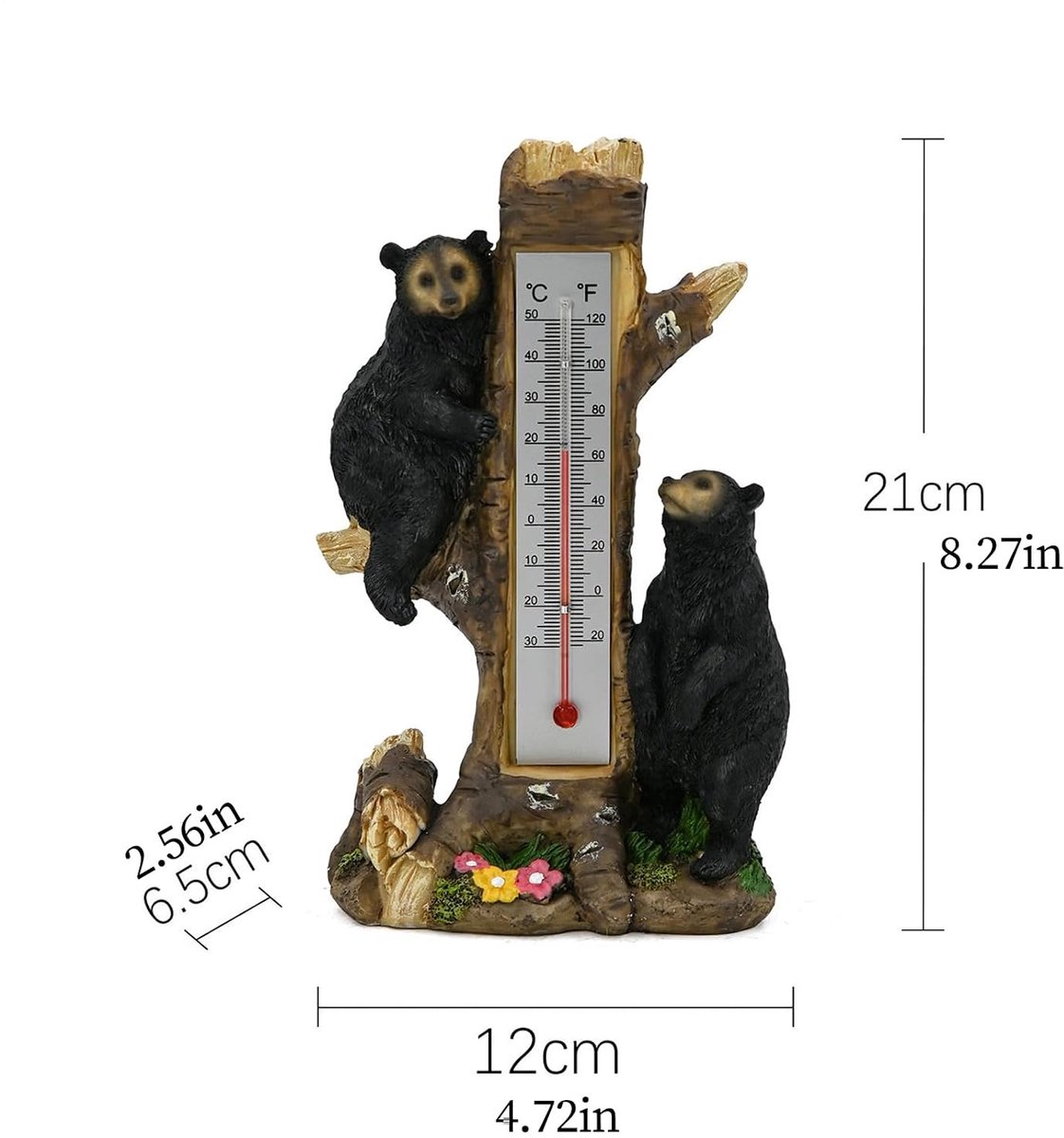 Buitenthermometer Beer - Decoratieve thermometer - Temperatuur meten - Dubbele schaal - 27 cm - Uniek