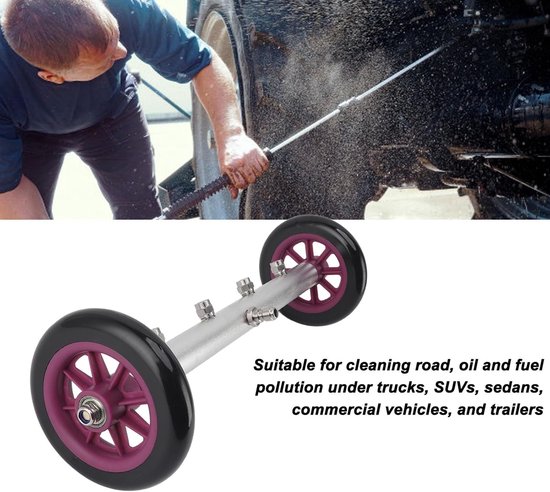 Onderstelreiniger - Waterbezem Hogedruk - Voertuigen Reinigen - 4000 PSI Kracht - 16 inch - Paars-zwart — afbeelding 3