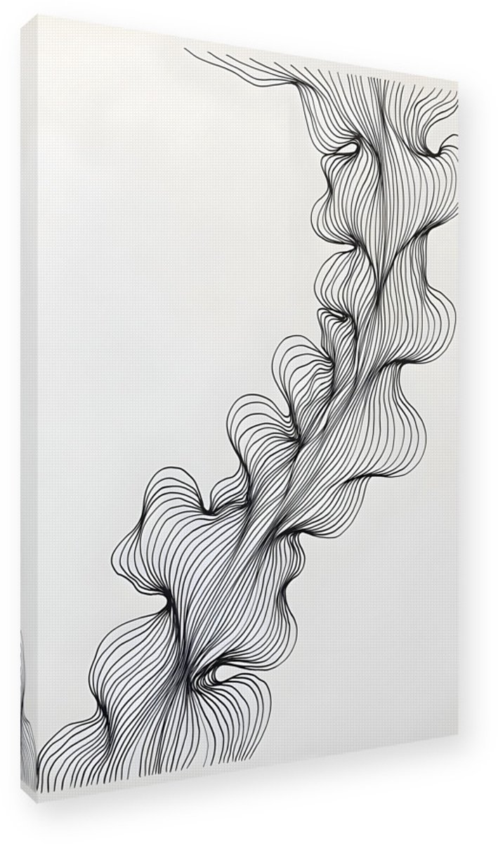 Concentrische Golven Schilderij - Wanddecoratie Canvas op Frame 30x45 cm - Lijntekening Mu