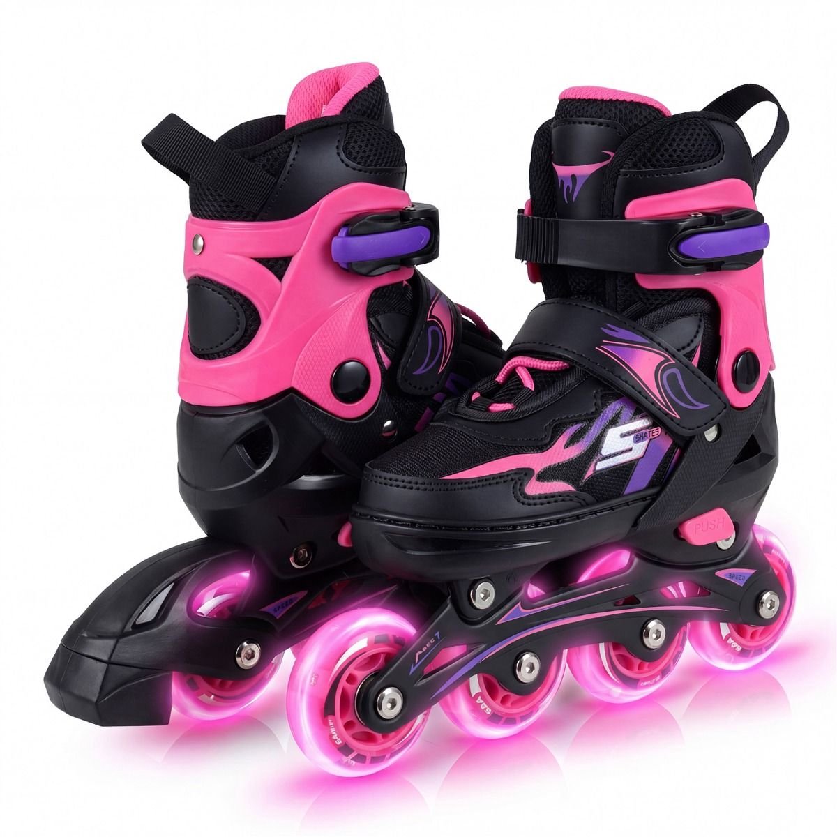 SureDeal® Sportspeelgoed Inlineskates Kinderen Jaar Voudig Verstelbare Verlichte Wielen Veiligheidsvoorzieningen Peuters Roze
