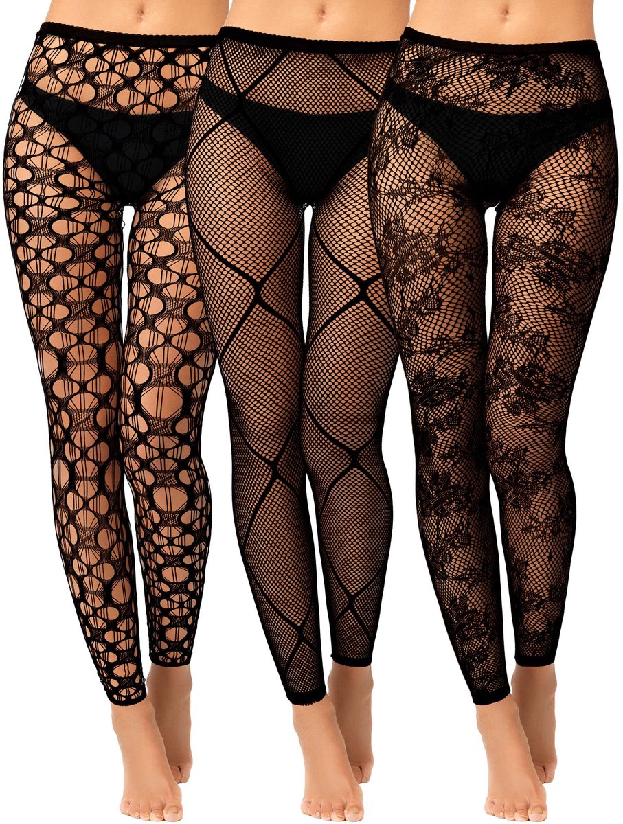 Dailygoods- Netkousen hoge taille - Zwart - Zonder voeten - Gothic - Voor dames - Schokbestendig design - Panty's
