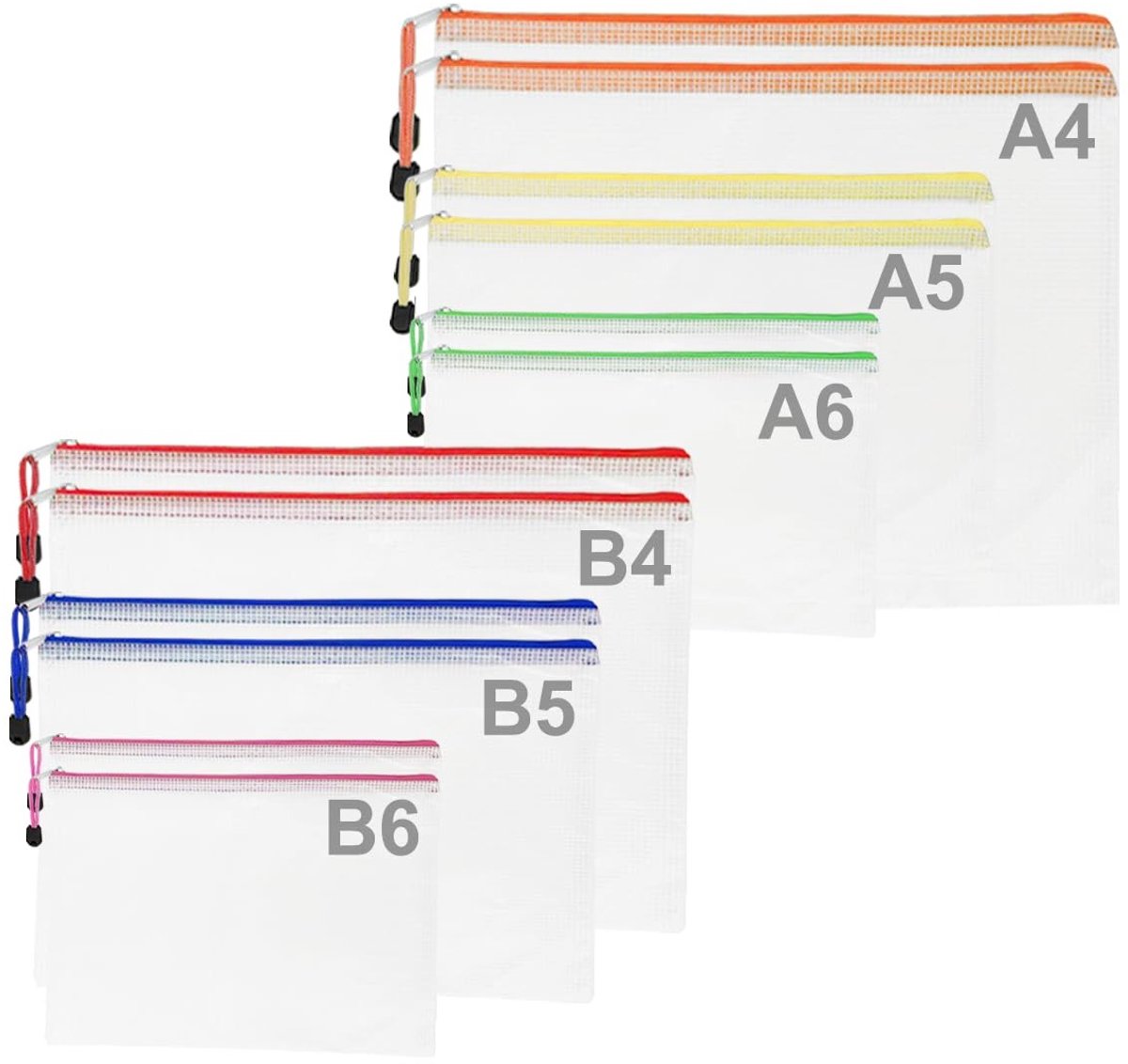 Dailygoods - 12 Stuks Zipper Wallets Documenten Mappen - Extra Dikke Zipper Vakken