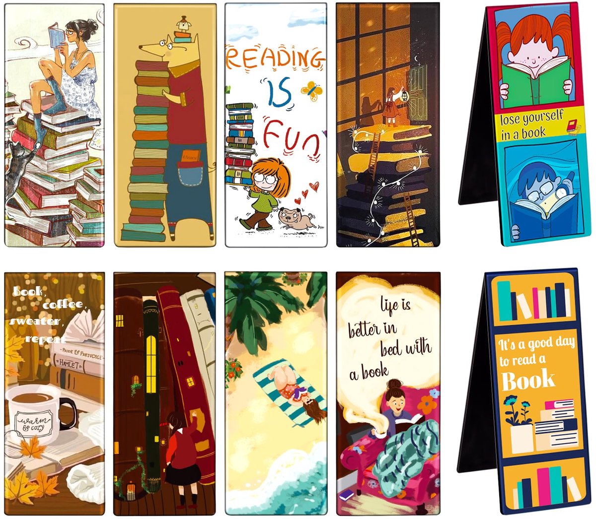 Dailygoods - 20 Stuks Creatieve Magnetische Boekenleggers - Vintage Ontwerpen