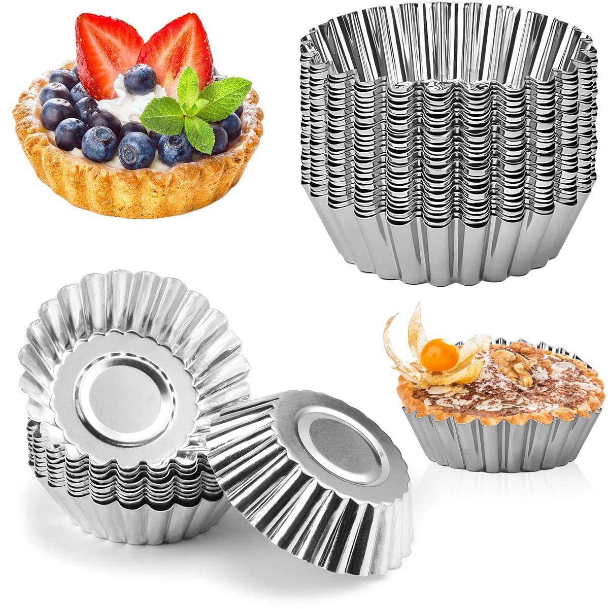 Dailygoods - 30 Stuks Mini Quiche Mallen - Herbruikbare en Antiaanbak Cake Mallen