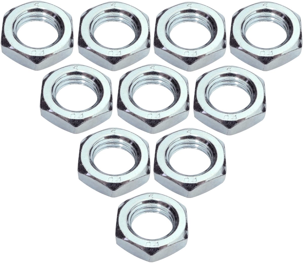 Dailygoods - Set van 10 Lage M16 Zeskantmoeren - Borgmoeren met Metrische Schroefdraad van Verzinkt Staal