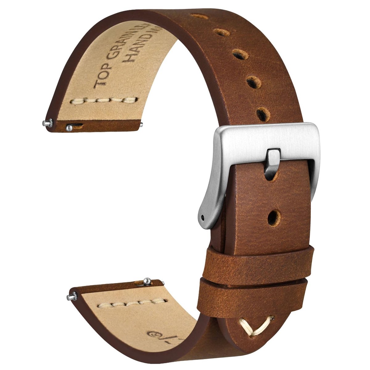 Dailygoods - Ouderwetse Horlogeband - Topnerf Leer met Snelsluiting