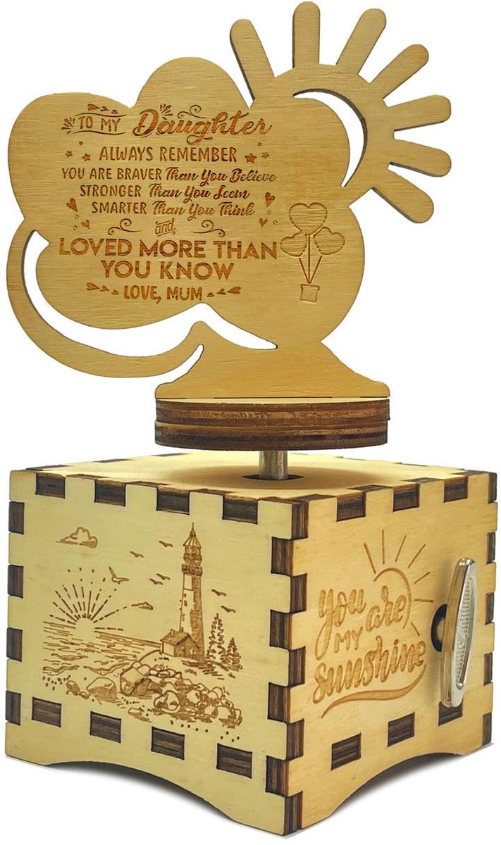 Dailygoods - Houten Muziekdoos voor Dochter - You Are My Sunshine