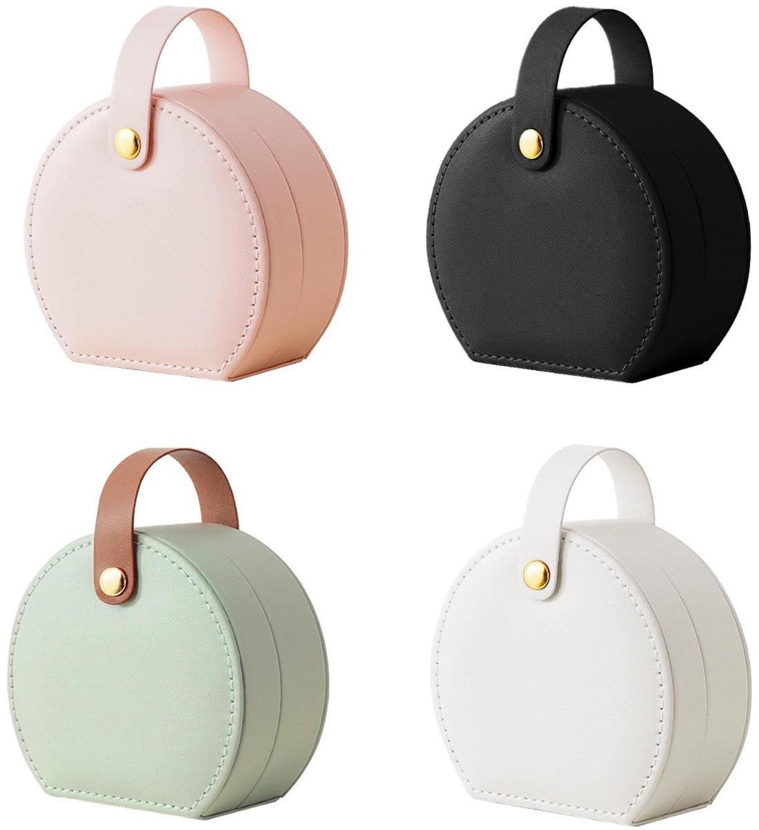 Dailygoods - 4 Stuks Mini Sieradendoosjes voor Dames - Draagbare Organizer voor Ringen, Oorbel en Halskettingen