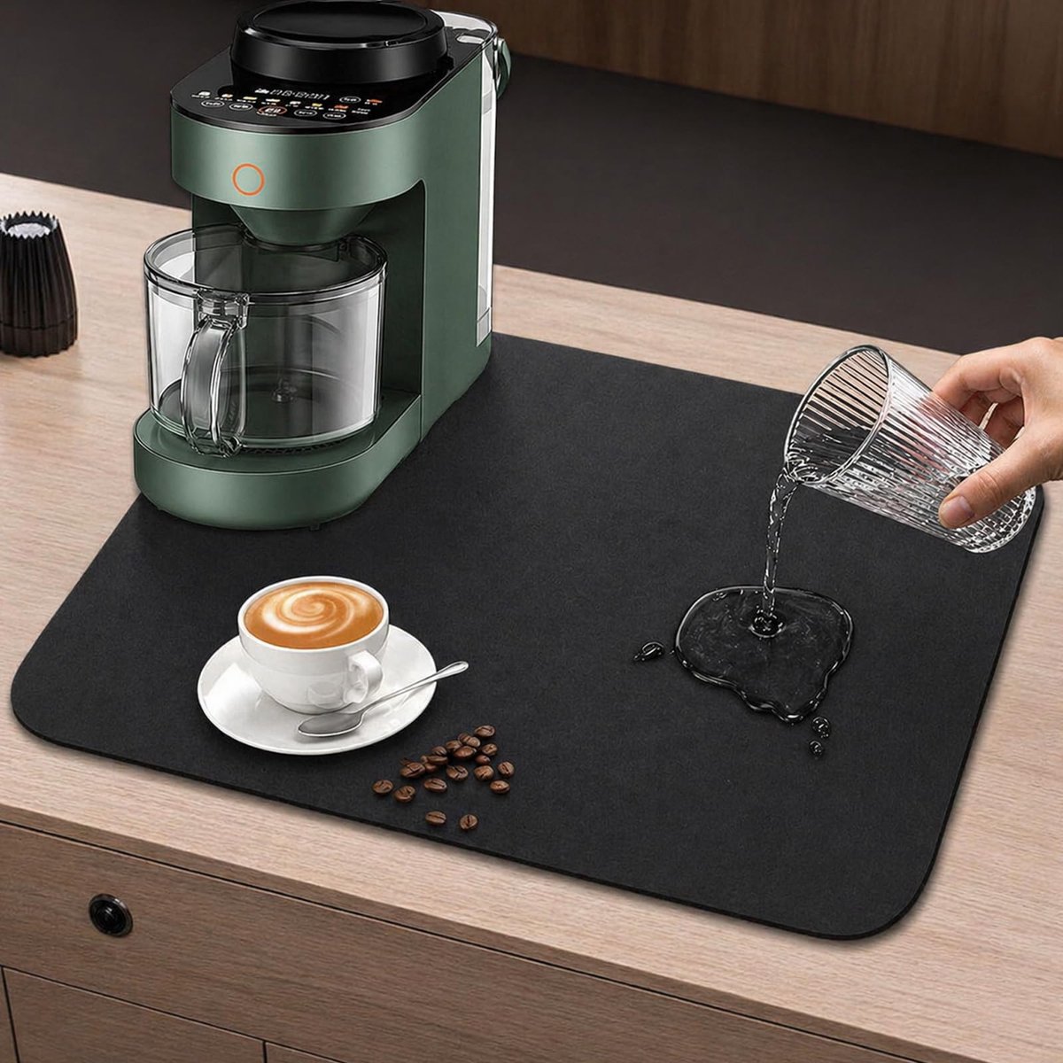 Dailygoods - Afruipmat voor Vaat - 30 x 40 cm - Ruimtebesparende Droogmat voor Koffiemachine