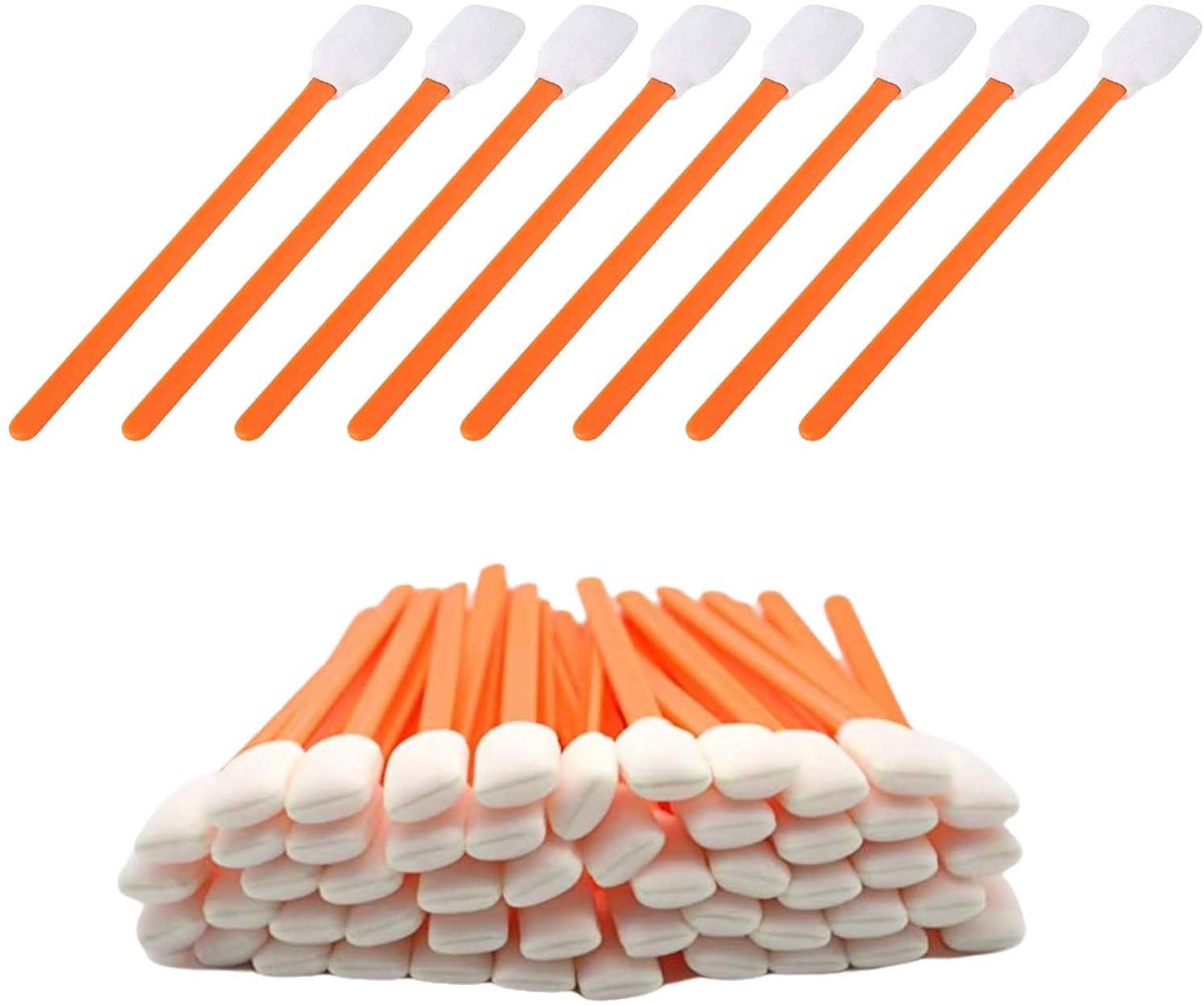 Dailygoods - 100 Stuks Reinigingsstaafjes - Spons Wattenstaafjes voor Micro-Elektronica (Oranje)