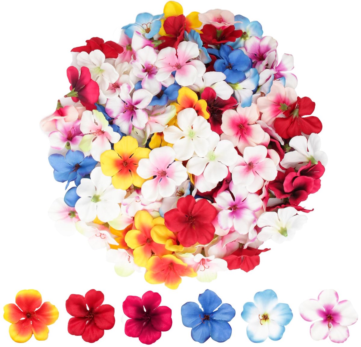 Dailygoods - 100 stuks kleine kunstbloemen - Kleurrijke decoratie voor knutselen en feestdagen