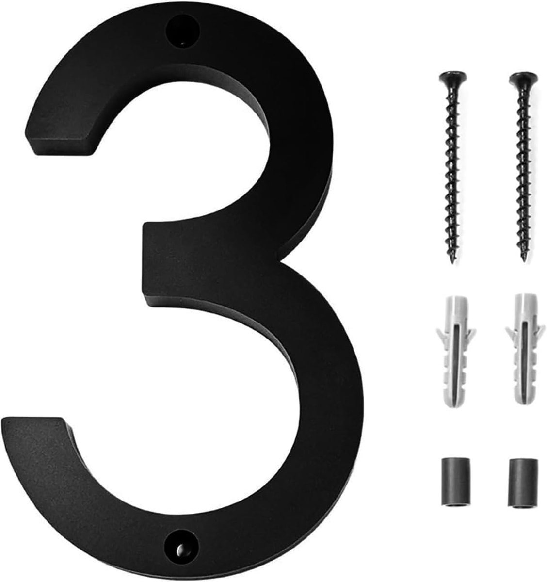 Dailygoods - Moderne Huisnummer 3 van 15 cm - Zwart Acryl voor Buitentoepassingen