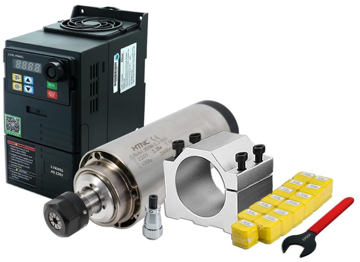 Dailygoods- Spindelsysteem Krachtige 2,2 kW CNC Spindelmotor - HS320 Frequentieomvormer - Accessoires - Precisiebewerking - Luchtgekoeld