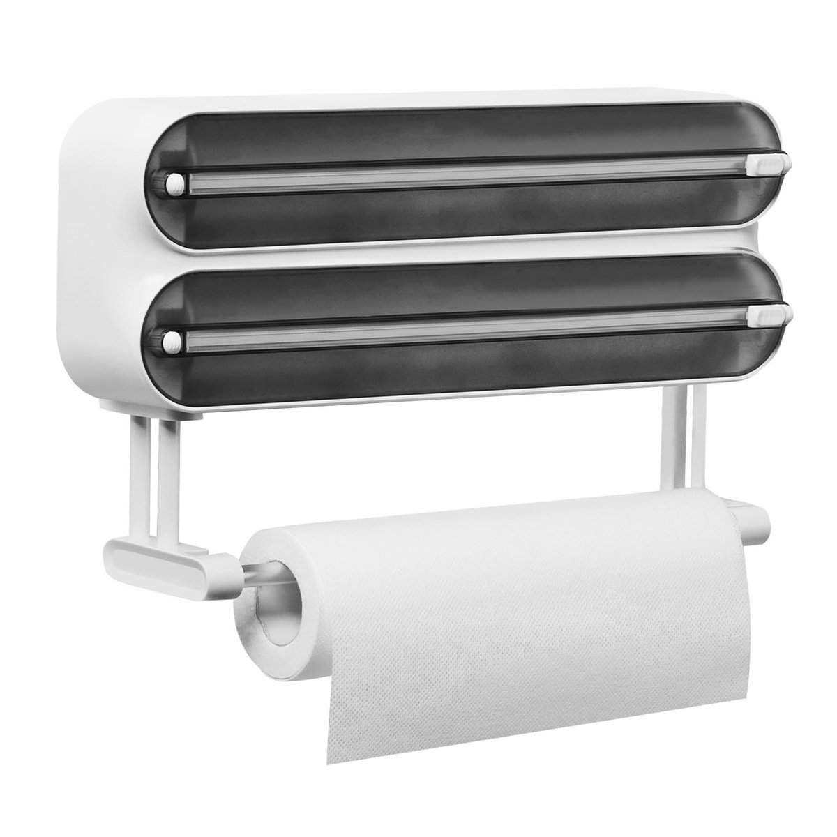 SnelShoppen - Magnetische Huishoudfoliedispenser en Snijder - 3-in-1 Wandgemonteerde Keukenrolhouder, Navulbare Plastic Wikkel- en Tinfoliedispenser m