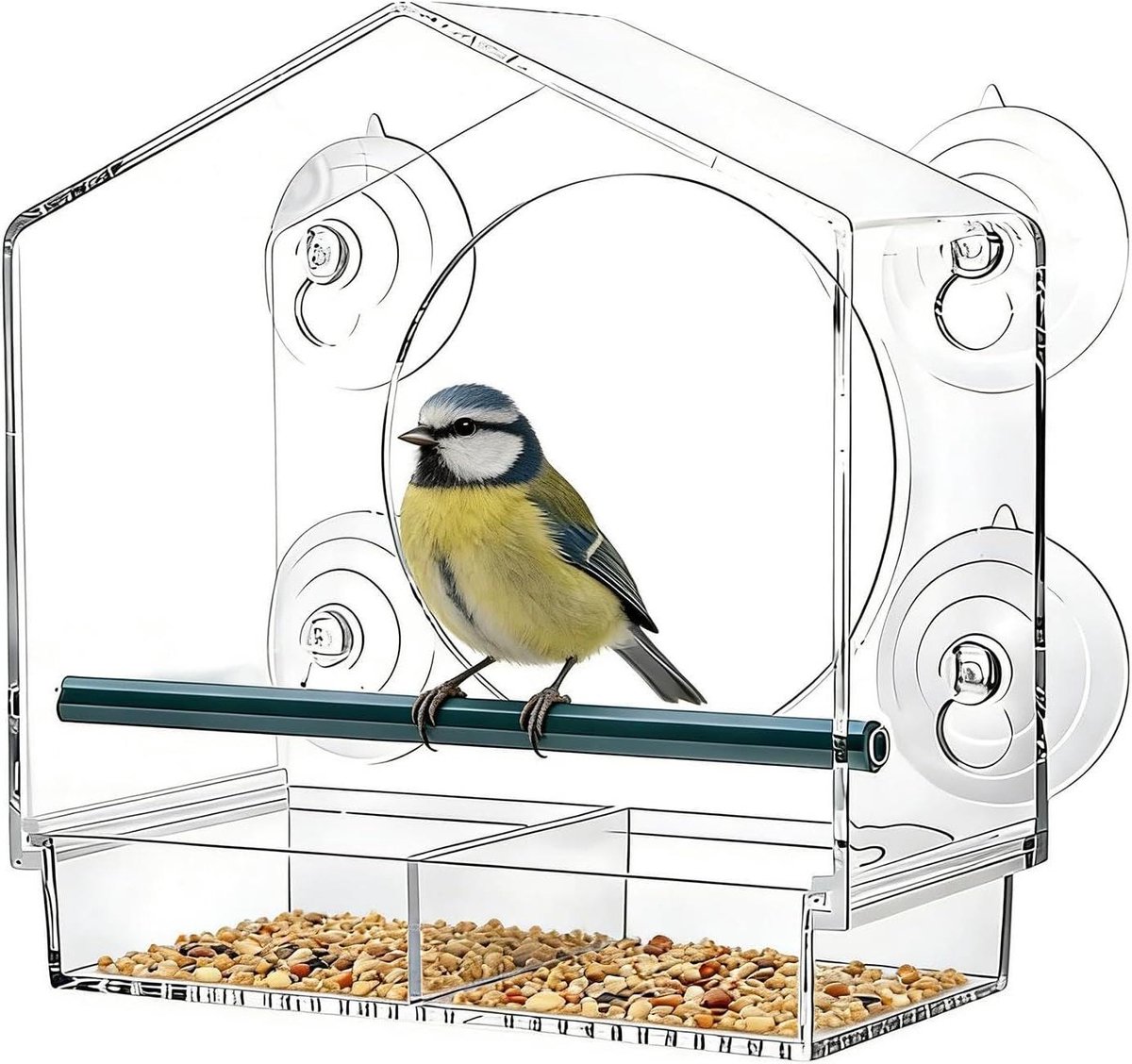 Vogelvoederhuisje Raam - Vogelhuisje Voederbak - Vogels Observeren - Afneembare Bak - 20x10x21cm - Transparant