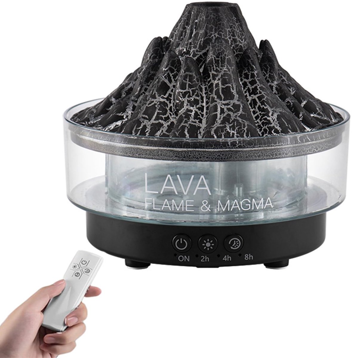 SnelShoppen - ThreeH Vulkaan Luchtbevochtiger & Aroma Diffuser - 7-Kleuren LED - Dual Mode - Slaapkamer/Kantoor - Zwart - Perfect voor Ontspanning & W