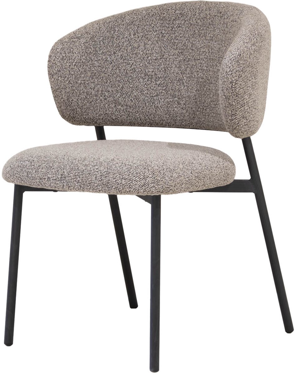 Giga Meubel Eetkamerstoel Feya - Taupe/Zwart - 51x53x81cm - Set van 2