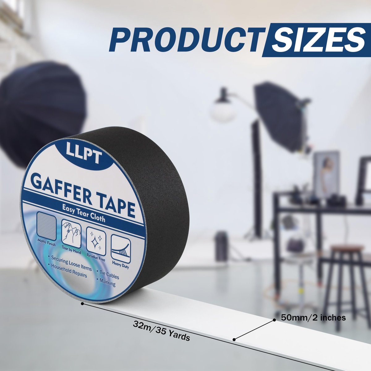 SnelShoppen - LLPT Pantsertape Wit 50mm x 32m - High-Performance Gaffing Tape - Mat, Niet Reflecterend, Gemakkelijk Af te Scheuren, Resten Vrij - Perf
