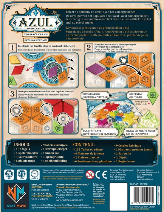 Next Move Games - Azul Zomerpaviljoen - Bordspel - Geschikt voor 2-4 Spelers