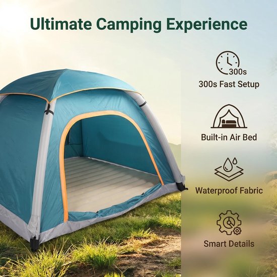 Opblaasbare Kampeertent - Luchttent Outdoor - Kamperen en Hiken - 300 Seconden Opzetbaar - 2-3 Personen - One Color — afbeelding 2