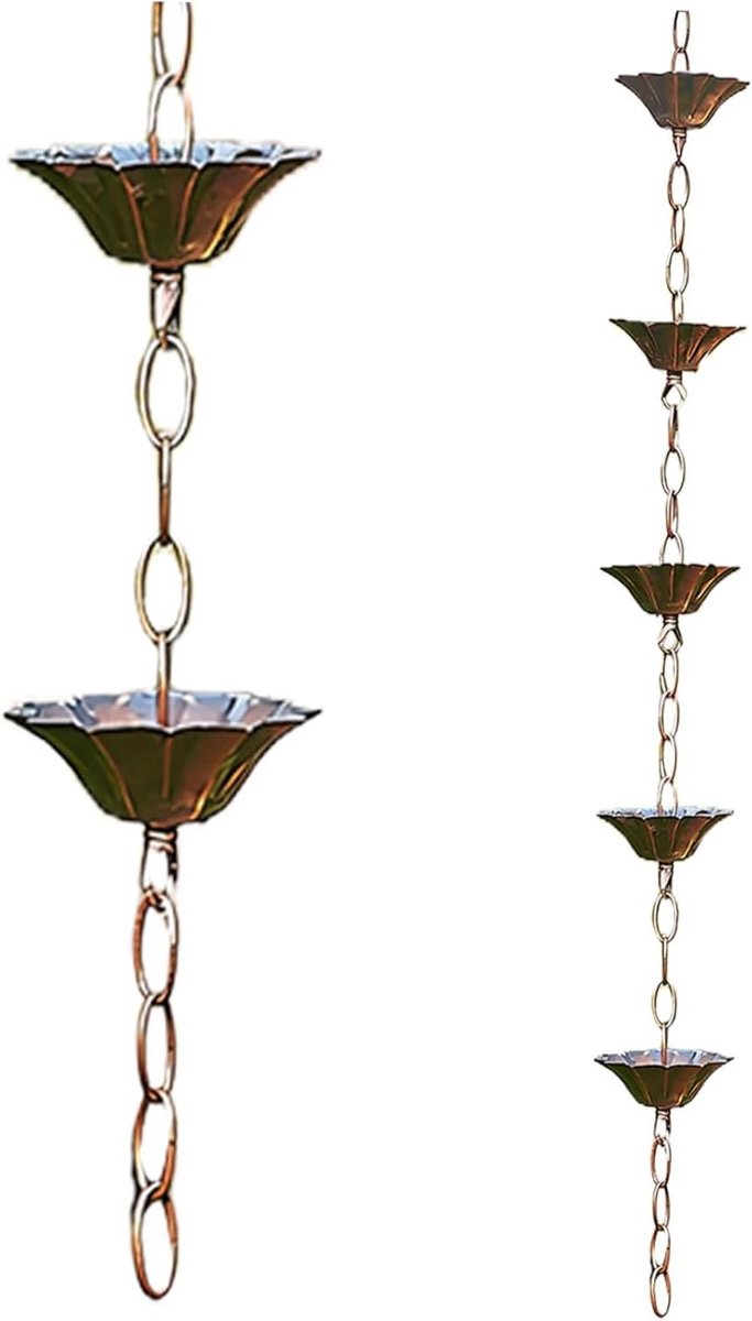 Regenketting - Waterafvoer Ketting - Regenwater Leiden - Koper Imitatie - 3.3 FT - Koperkleurig