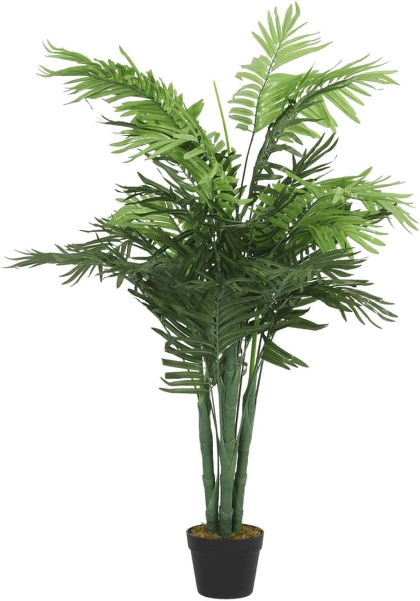 Kunstpalm - Nep palmboom - Woondecoratie - Met 28 bladeren - 120 cm - Groen