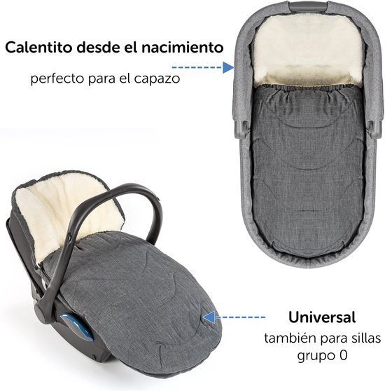 Universele voetenzak voor babyzitje, kinderwagen kuip en buggy, 2-in-1 wintervoetenzak en zitkussen van behaaglijk fleece, babyvoetenzak met tas, grijs van Universele — afbeelding 2