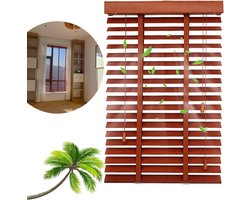 Houten Jaloezieën - Raambekleding Gordijn - Privacy en Zonwering - 50mm Houten Lamellen - 50x130 cm - Natuurlijk Hout
