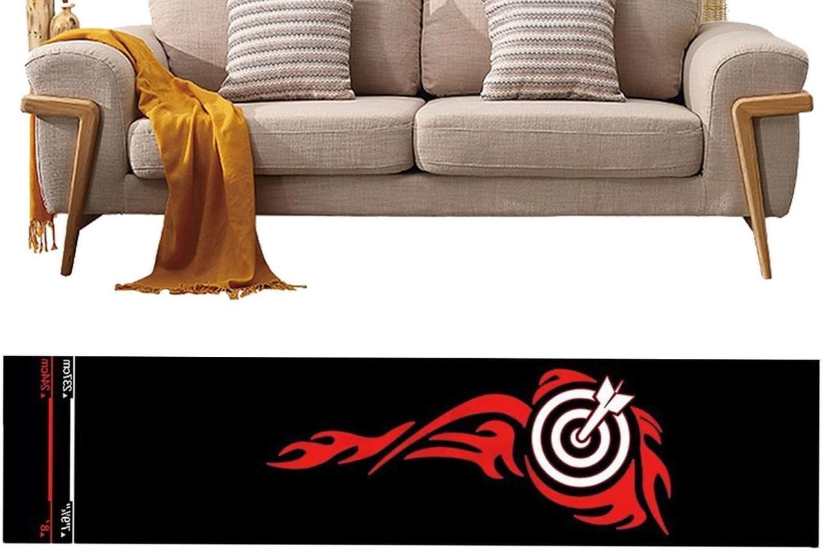 Dartmat - Werplijn tapijt - Spel verbeteren - Antislip onderlaag - 34x300cm - Rood