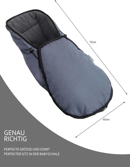 Baby Voetenzak - Autostoel Muts - Warm Blijven - Waterafstotend Thermofleece - 75 x 40 cm - Navy Blauw — afbeelding 2