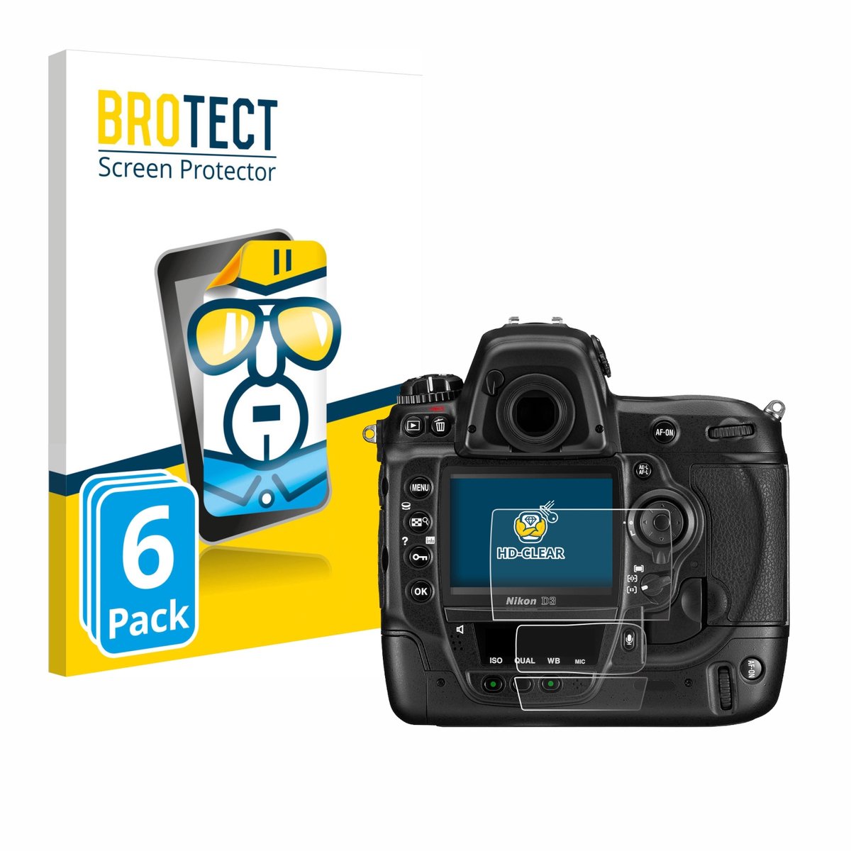 BROTECT - Screenprotector voor Nikon D3 - Folie Beschermfolie transparant 6 Stuks