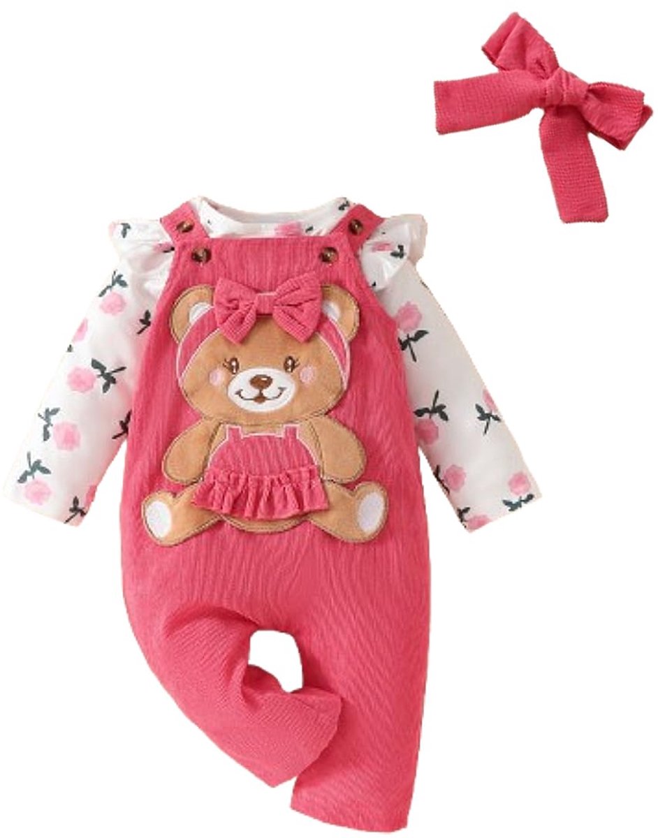 Baby kledingset voor meisjes - lange mouwen - schattige print - comfortabel voor dagelijks gebruik - SnelShoppen
