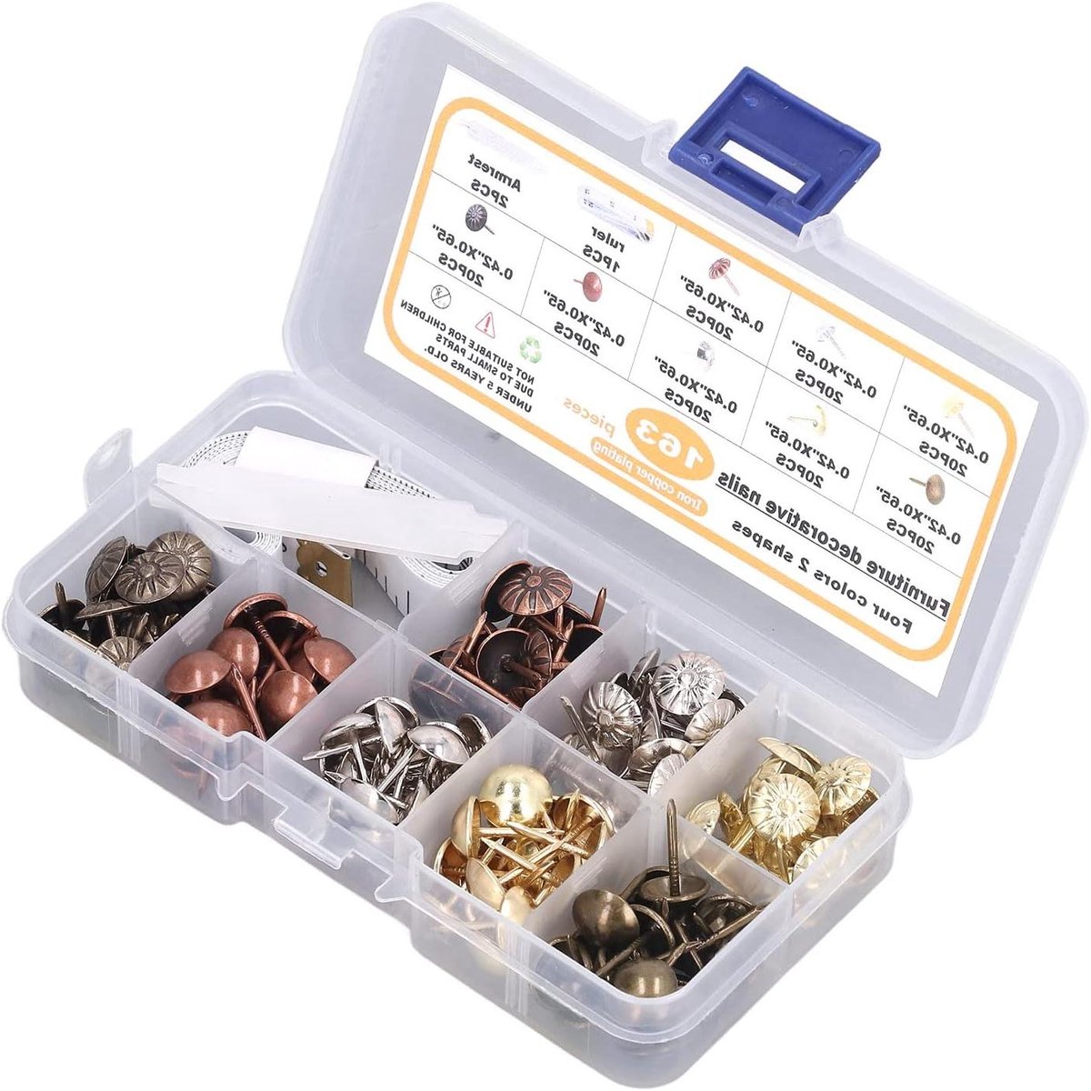Decoratieve Spijkers - Bekleding Tacks - Meubels Versieren - Roestvrij Koolstofstaal - 160 Stuks - Mix Kleuren