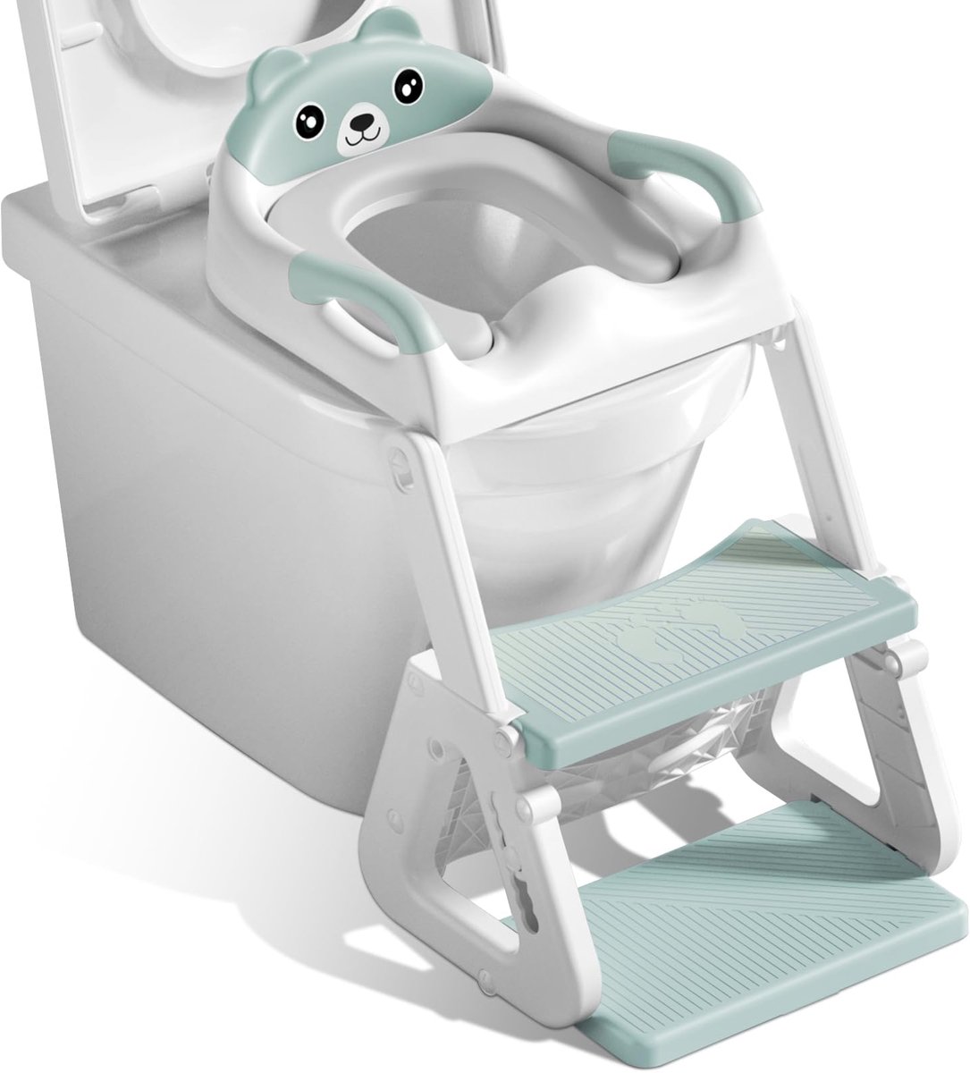 SnelShoppen - Kindertoiletbril met Trap, Antislip Toiletladder voor Kinderen, Opvouwbaar en In Hoogte Verstelbaar, Ideaal voor Jongens en Meisjes, Pot
