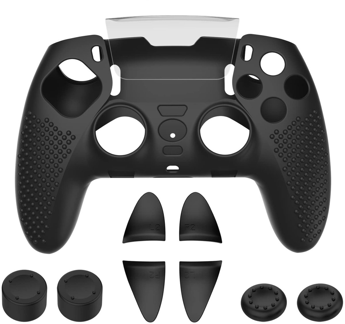SnelShoppen - Antislip Siliconen Hoes voor PS5 Edge Controller - DualSense Controller Skin met Duimgrip Caps - Beschermhoes - Anti-Slip - Perfect voor