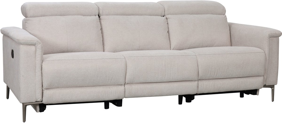 Lund-3-zitter bank met 2 handmatige relaxstoelen in stofcrème