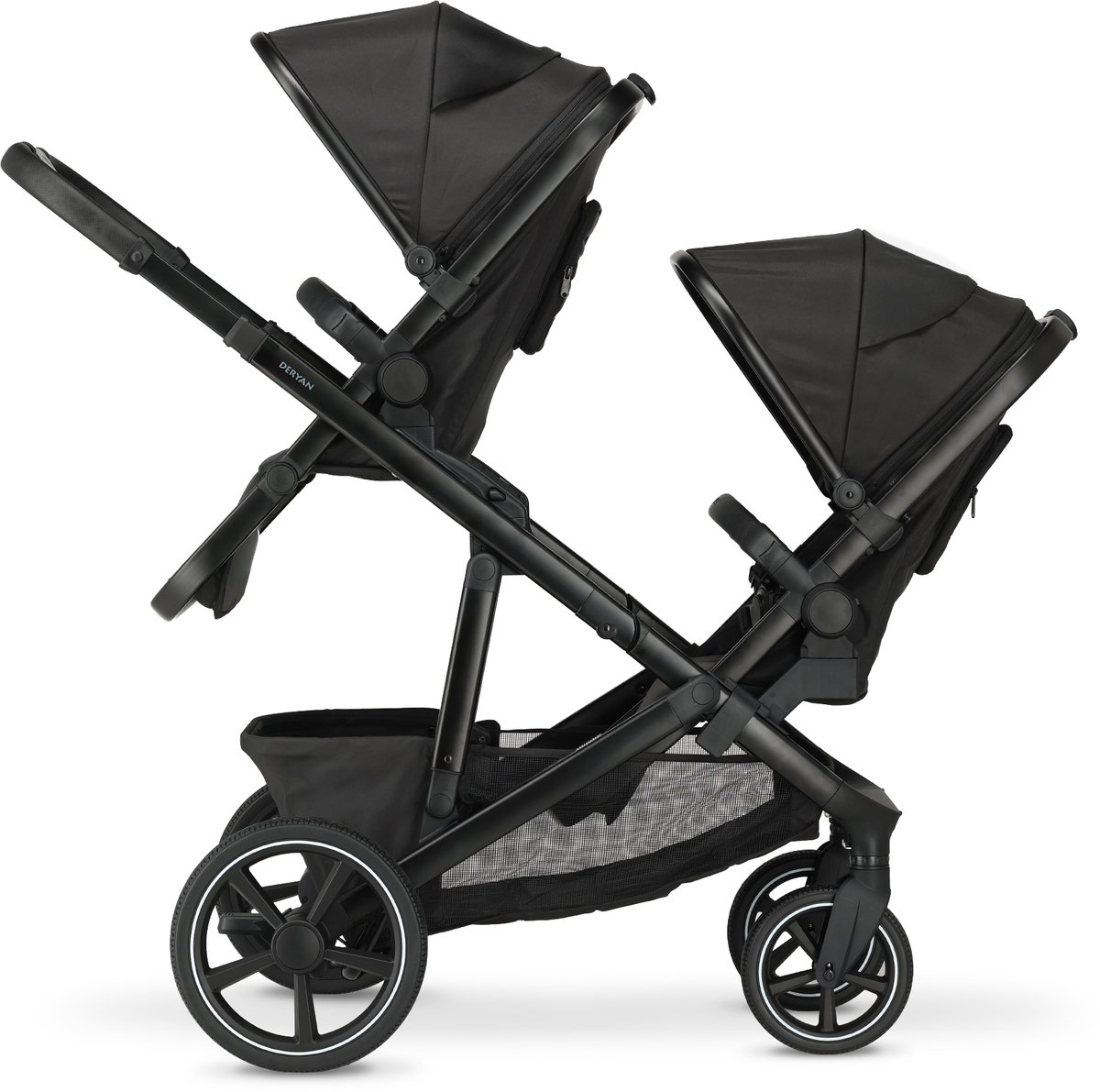 Bol.com Deryan Evy V2 Duo Kinderwagen - Uitbreidbaar - Extra zitje - Zwart aanbieding