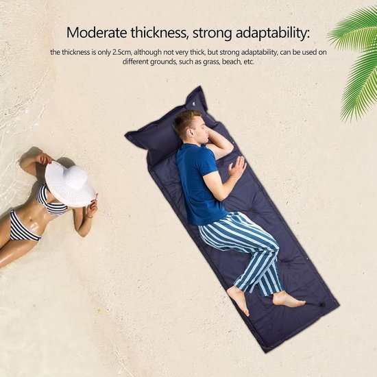 Slaapmat Zelfopblaasbaar - Luchtbed Kamperen - Outdoor Avontuur - Vochtwerende Laag - 183x57x2.5cm - Blauw — afbeelding 4