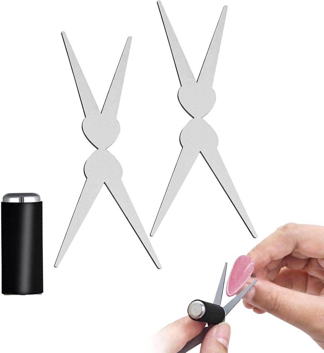 Nagel Magneet Tool - Cat Eye Magneet - Nageldesign Maken - Innovatief X-ontwerp - 3 stuks - Zilver